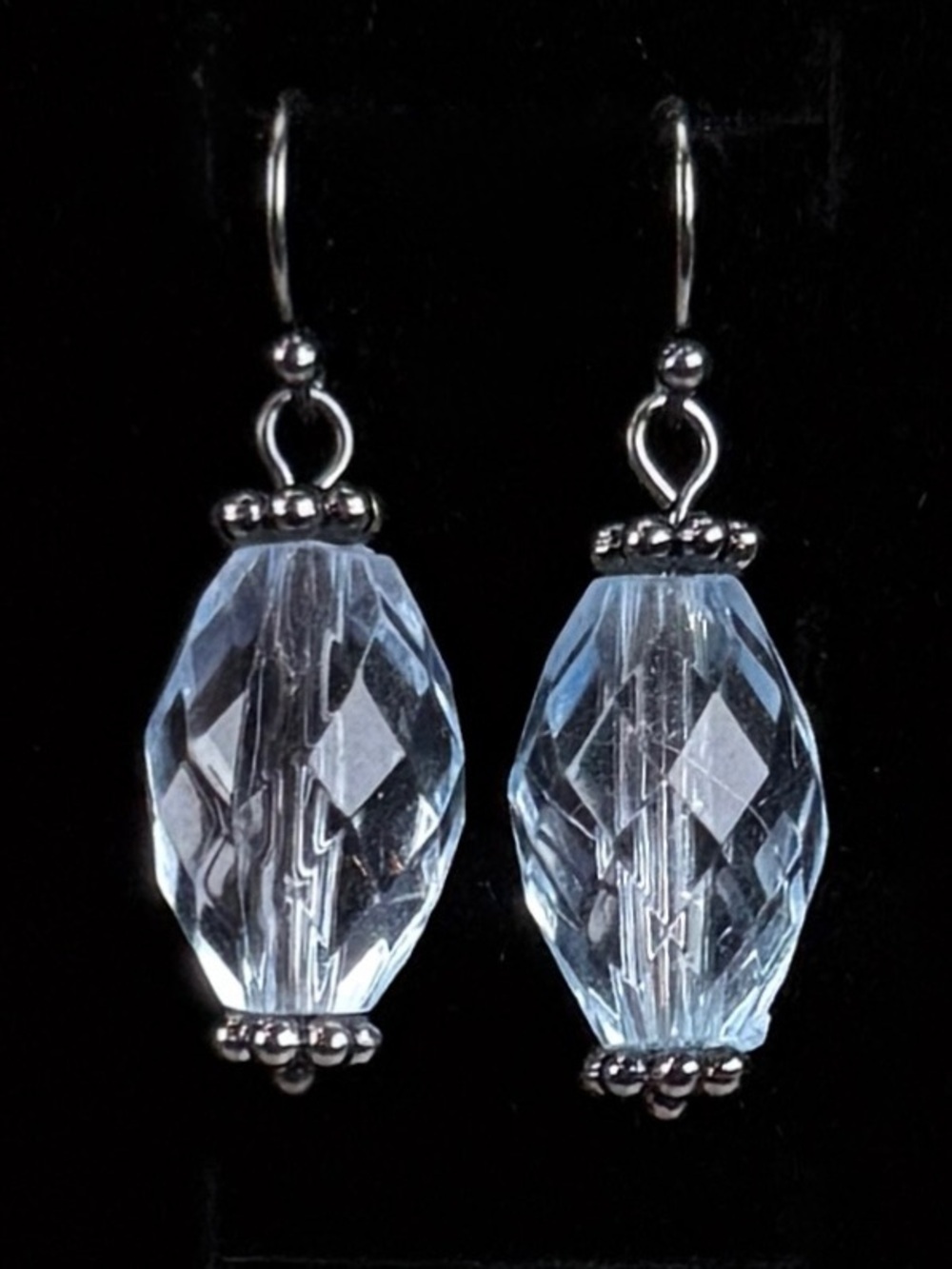 Elegant Black Gunmetal and Blue Pierced Earrings